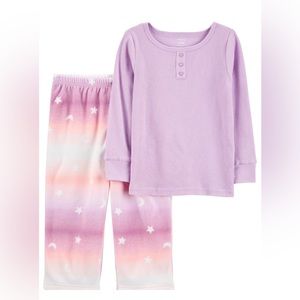 Carters Girls Thermal and Fleece Pajama Set 3T.
